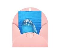 Cartes avec impression dauphin avec un sourire - Avec enveloppes - Boucle d'amour verticale - Papier nacré vierge - Emballage de vacances