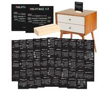 Cartes avec verset de la Bible, 52 cartes hebdomadaires d'affirmation, carte mémoire quotidienne de la Bible avec support en bois, lot de cartes de prière hebdomadaires inspirantes pour construire la