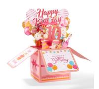 Cartes Cadeaux d'Anniversaire Pop up, Carte de Vœux 3D Colorée avec Enveloppe Cadeau Créatif pour Fille Sœur Amie (10 An)