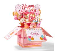 Cartes Cadeaux d'Anniversaire Pop up, Carte de Vœux 3D Colorée avec Enveloppe Cadeau Créatif pour Fille Sœur Amie (6 An)
