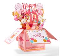 Cartes Cadeaux d'Anniversaire Pop up, Carte de Vœux 3D Colorée avec Enveloppe Cadeau Créatif pour Fille Sœur Amie (13 An)
