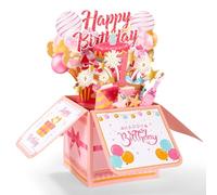 Cartes Cadeaux d'Anniversaire Pop up, Carte de Vœux 3D Colorée avec Enveloppe Cadeau Créatif pour Fille Sœur Amie (1 An)