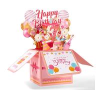 Cartes Cadeaux d'Anniversaire Pop up, Carte de Vœux 3D Colorée avec Enveloppe Cadeau Créatif pour Fille Sœur Amie (7 An)
