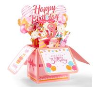 Cartes Cadeaux d'Anniversaire Pop up, Carte de Vœux 3D Colorée avec Enveloppe Cadeau Créatif pour Fille Sœur Amie (3 An)