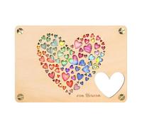 Cartes , cartes de vœux en cœur | Carte de vœux romantique pour mariage - Jolie carte de vœux romantique en bois pour mariage, anniversaire, vacances, festival