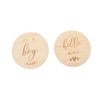 Cartes Commémoratives de Croissance en Bois pour -né, 2 Pièces | Forme Ronde, Design Lettres, pour Albums Photo Garçon Fille et Scrapbooking, Mémoire Partageable