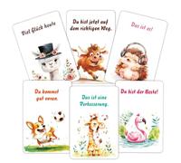 Cartes d"affirmation pour , affirmations positives pour les ,32 Affirmation allemande Cartes flash - Notes inspirantes, construction de la confiance, thème animal, citations