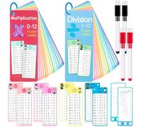 Cartes d’Apprentissage 1x1 Multiplication et Division,29 Cartes Flash effaçables avec 4 marqueurs et 2 Anneaux,Facile à Transporter,Table de Multiplication Jeu éducatif mathématique pour école Maison