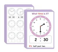 Cartes d ' exercices de reconnaissance du temps, Double face effaçables, pour d ' âge préscolaire, lecture d ' horloge, cartes de pratique éducatives, 10 pièces