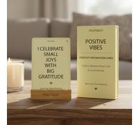 Cartes d'affirmation positive avec support en bois - 31 cartes d'affirmation quotidienne pour femme associées à des rituels joyeux. Cadeaux pour amis, anniversaires, sœurs et soins personnels. Support