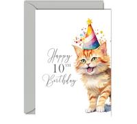 Cartes d'anniversaire 10 ans pour filles et garçons - Carte d'anniversaire pour fille de 10 ans, petite-fille, petit-fils, fille, fils, nièce, neveu, format A5