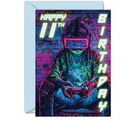 Cartes d'anniversaire 11 ans pour garçons et filles - Jeu vidéo - Carte d'anniversaire pour fils, fille, neveu, nièce, petit-fils, A5