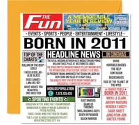 Cartes d'anniversaire 13 ans pour garçons et filles - Journal Born In 2011 - Carte d'anniversaire pour fils, fille, cousin, vintage, rétro, retour en 2011, 145 mm x 145 mm