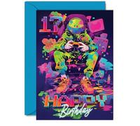 Cartes d'anniversaire 17 ans pour filles et garçons - Jeu vidéo - Carte d'anniversaire de 17 ans pour fils, fille, neveu, nièce, petit-fils, format A5, dix-septième anniversaire