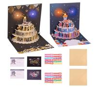 Cartes d'anniversaire, 2 pièces Cartes d'anniversaire 3D Pop Up Firework avec enveloppes et autocollants,18 × 18 × 2 cm,Carte Salutation humoristiques pour maman, femmes, hommes,enfants