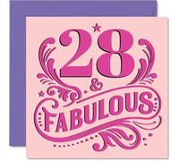 Cartes d'anniversaire 28 ans pour femme - Fabuleuse - Carte d'anniversaire pour femme de 28 ans, voisine, fille, sœur, nièce, cartes de vœux d'anniversaire de 145 mm