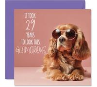 Cartes d'anniversaire 29 ans pour femme - Chiot glamour - Carte d'anniversaire pour femme de 29 ans, voisine, collègue, sœur, épouse, cartes de vœux d'anniversaire de 145 mm