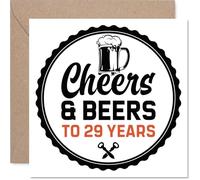 Cartes d'anniversaire 29 ans pour homme - Cheers & Beers - Carte d'anniversaire pour homme de 29 ans, cousin, frère, fils, oncle, carte de vœux d'anniversaire de 145 mm