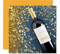 Cartes d'anniversaire 29 ans pour homme et femme - Bouteille de vin vintage 1995 - Carte d'anniversaire pour fils, fille, frère, sœur, ami, collègue, 145 mm x 145 mm