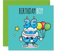 Cartes d'anniversaire 36 ans pour homme - Gâteau garçon ballons - Carte d'anniversaire pour homme de 36 ans, ami, neveu, voisin, oncle, carte de vœux d'anniversaire de 145 mm