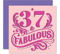 Cartes d'anniversaire 37 ans pour femme - Fabuleuse - Carte d'anniversaire pour femme de 37 ans, voisine, fille, sœur, nièce, cartes de vœux d'anniversaire de 145 mm