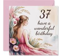 Cartes d'anniversaire 37 ans pour femme - Fille de fleurs - Carte d'anniversaire pour femme de 37 ans, voisine, fille, cousine, amie, carte de vœux d'anniversaire de 145 mm