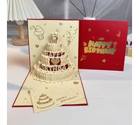 Cartes d'anniversaire 3D améliorées, cadeaux d'anniversaire pour grand-mère, maman, femme, homme, enfants, papa, épouse (rouge)