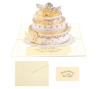 Cartes d'anniversaire 3D pour femmes, carte de vœux 3D à trois couches de gâteau, papeterie estampillée, papier exquis élégant, idéal pour homme, mère et petite amie, 15 x 20 cm