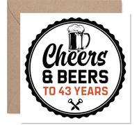 Cartes d'anniversaire 43 ans pour homme - Cheers & Beers - Carte d'anniversaire pour homme, papa, fils, collègue, voisin, 145 mm
