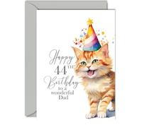 Cartes d'anniversaire 44 ans pour papa - Carte de vœux pour papa de 44 ans de la part de son fils et de sa fille, cadeau d'anniversaire