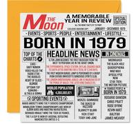 Cartes d'anniversaire 45 ans pour homme et femme - Journal Born In 1979 - Carte d'anniversaire pour maman, papa, oncle, tante, vintage, rétro, Back In 1979, 145 mm x 145 mm, 45 mm x 145 mm