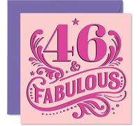 Cartes d'anniversaire 46 ans pour femme - Fabuleuse - Carte d'anniversaire pour femme de 46 ans, voisine, fille, sœur, nièce, cartes de vœux d'anniversaire de 145 mm