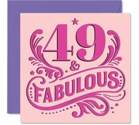 Cartes d'anniversaire 49 ans pour femme - Fabuleuse - Carte d'anniversaire pour femme de 49 ans, tante, collègue, amie, fille, cartes de vœux d'anniversaire de 145 mm