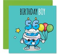 Cartes d'anniversaire 56 ans pour homme - Gâteau garçon ballons - Carte d'anniversaire pour homme de 56 ans, ami, neveu, voisin, oncle, carte de vœux d'anniversaire de 145 mm