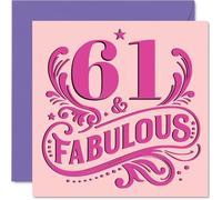 Cartes d'anniversaire 61 ans pour femme - Fabuleuse - Carte d'anniversaire pour femme de 61 ans, tante, grand-mère, grand-mère, grand-mère, grand-mère, grand-mère, grand-mère, grand-mère, grand-mère