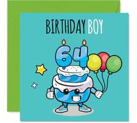Cartes d'anniversaire 64 ans pour homme - Ballons gâteau d'anniversaire pour garçon de 64 ans, grand-père, oncle, voisin, papa, cartes de vœux d'anniversaire de 145 mm