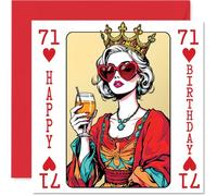 Cartes d'anniversaire 71 ans pour femme - Carte à jouer Reine - Carte d'anniversaire pour femme de 71 ans, sœur, grand-mère, grand-mère, grand-mère, cartes de vœux d'anniversaire de 145 mm