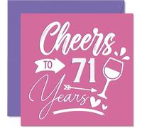Cartes d'anniversaire 71 ans pour femme - Cheers - Carte d'anniversaire pour femme de 71 ans, grand-mère, grand-mère, grand-mère, grand-mère, cartes de vœux d'anniversaire de 145 mm