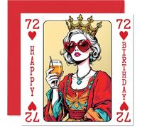 Cartes d'anniversaire 72 ans pour femme - Carte à jouer Reine - Carte d'anniversaire pour femme de 72 ans, grand-mère, grand-mère, grand-mère, cartes de vœux d'anniversaire de 145 mm