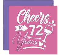 Cartes d'anniversaire 72 ans pour femme - Cheers - Carte d'anniversaire pour femme de 72 ans, grand-mère, grand-mère, grand-mère, 145 mm