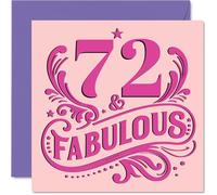Cartes d'anniversaire 72 ans pour femme - Fabuleuse - Carte d'anniversaire pour femme de 72 ans, épouse, sœur, nounou grand-mère, cartes de vœux d'anniversaire de 145 mm