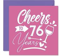 Cartes d'anniversaire 76 ans pour femme - Cheers - Carte d'anniversaire pour femme de 76 ans, tante, nounou, épouse, sœur, cartes de vœux d'anniversaire de 145 mm