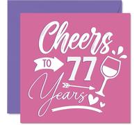Cartes d'anniversaire 77 ans pour femme - Cheers - Carte d'anniversaire pour femme de 77 ans, grand-mère, tante, épouse, cartes de vœux d'anniversaire de 145 mm
