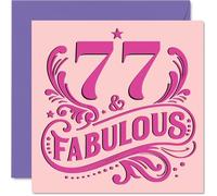 Cartes d'anniversaire 77 ans pour femme - Fabuleuse - Carte d'anniversaire pour femme de 77 ans, grand-mère, tante, grand-mère, cartes de vœux d'anniversaire de 145 mm