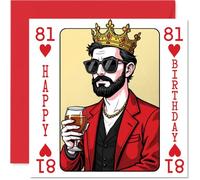 Cartes d'anniversaire 81 ans pour homme - Carte à jouer King - Carte d'anniversaire pour beau-père, oncle, beau-père, oncle, beau-père, oncle, 145 mm