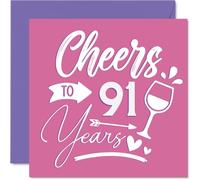 Cartes d'anniversaire 91 ans pour femme - Cheers - Carte d'anniversaire pour femme de 91 ans, grand-mère, épouse, grand-mère, grand-mère, grand-mère, grand-mère, grand-mère, grand-mère, grand-mère