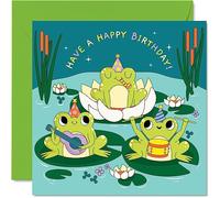 Cartes d'anniversaire amusantes grenouille pour homme et femme - Fête grenouille - Carte d'anniversaire pour maman, papa, frère, sœur, fils, fille, grand-père, 145 mm