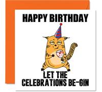 Cartes d'anniversaire amusantes homme femme - Be-Gin - Carte d'anniversaire les amateurs gin maman papa frère sœur fils fille grand-père 145 mm x 145 mm - Cartes vœux humoristiques anniversaire