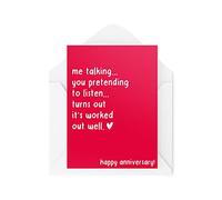 Cartes d'anniversaire amusantes | Me Talking You Pretending To Listen | Carte pour son mari, son épouse, sa petite amie, son petit ami, une blague | CBH641