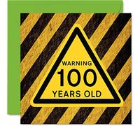 Cartes d'anniversaire amusantes pour 100e anniversaire pour homme et femme - Avertissement - Carte d'anniversaire pour grand-père grand-mère papa maman